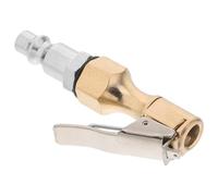 Luxshiny Quick Connect Tire Inflation Nozzle Straight Air Chuck Self-locking Tire Inflator Adapter Golden Brass with Steel Lock Clip American Threaded 1/4 Inch Thread for Air Filling