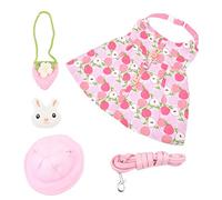 Luxshiny Rabbit Harness Leash Set with Printed Clothing and Bunny Hat for Small Rabbits Lightweight Adjustable l Rope Accessory Suitable for Netherland Dwarf