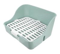 Luxshiny Rabbit Litter Box Corner Pan 4-corner Structure Abs Material Light Green Stable Structure Comfortable Environment Elegant Design Suitable for Rabbits and Ferrets