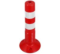 Luxshiny Reflective Traffic Bollard 45cm Thickened Soft Rubber Safety Post for Driveway Barrier, Construction Warning Column with Elastic Plastic Fixed Base, Red and White Safety Delineator