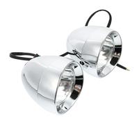 Luxshiny Retro Bullet Motorcycle Spot Lamp Pair, Universal Auxiliary Fog Lights for Cruiser and Moped, Motorbike Headlight Replacement with Sturdy Housing for Enhanced Night Riding
