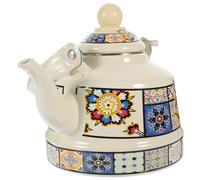 Luxshiny Retro Enamel Tea Kettle 1.1L Stovetop Water Kettle with Heat-Resistant Handle Even Heat Distribution Classic Vintage Design for Gas and Electric Hobs