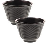Luxshiny Retro Tea Cup Set - 2Pcs Wrought Iron Chinese Tea Cups Elegant Black Design for Home Office Teahouse Compact Size (2.36X2.36X1.89In)