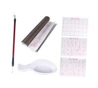 Luxshiny Reusable Chinese Calligraphy Set with 6pcs Four Treasures Water Writing Cloth and Gridded Fabric Mat Ink-free Practice for Calligraphy Exercises and Painting Save Random Color