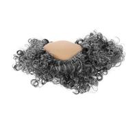 Luxshiny Short Grey Afro Curly Wig with Bald Cap for Men, Synthetic Balding Old Man Hairpiece, Halloween Party Costume Accessory for Adults