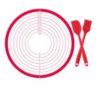 Luxshiny Silicone Cake Rolling Mat with Measurement and Comfortable Surface Convenient Kneading Mat for Cooking and Rolling Dough with Spatula and Brush Set