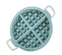 Luxshiny Silicone Waffle Baking Mould Pan Nordic Blue and Light Green Handles, Nonstick Muffin Tray Cake Mold for Home Oven Use, Reusable Silicone Bakeware for DIY Waffles and Chocolate Cakes