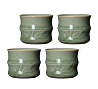 Luxshiny Small Teacups Set Round Shape Ceramic for Household Tea Accessory 4pcs with Smooth Surface and Easy to Clean for Tea Lovers and Family Members Lovers Family Members
