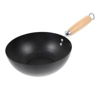 Luxshiny Small Wok Non-Stick Iron Pan 14.57In Gas Stove Compatible Cooking Pot for Home Kitchen and Outdoor Use Ideal for Stir Frying Meat Vegetables and BBQ