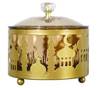 Luxshiny Snack Candy Tray - Arabic Sweets Serving Dish Decorative Eid Mubarak Tray for Snacks Dry Fruits & Treats Unique Golden Design for Ramadan Home Decor