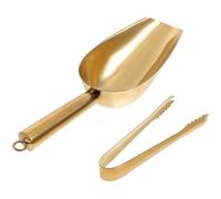 Luxshiny Stainless Steel Ice Scoop and Ice Tongs - 26.7cm Gold Bar Tools for Kitchen, Cocktail Making & Wedding Buffets (Round Bottom Design, Professional Grade)