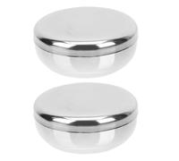 Luxshiny Stainless Steel Rice Bowls with Lid 3.94 Inch Korean Traditional Steam Rice Bowls Leakproof Metal Bowls for Home and Restaurant Use Set of 2