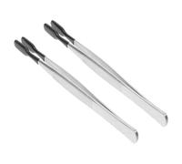 Luxshiny Stainless Steel Rubber Tipped Tweezers 2pcs with Flat Tips for Gentle Handling, Comfortable Grip, for Electronic Repair, Watch Repair, Jewelry Making, and DIY Crafting