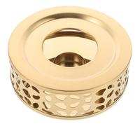 Luxshiny Stainless Steel Tea Warmer Tea Pot Heater with Glass Base Multi-functional Teapot Warming Stove Suitable for Household Use, Titanium Gold Pattern without Candle