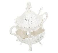 Luxshiny Sugar Cup Condiment Bottle European Style Design Featuring Lid and Embossed Pattern for Kitchen Use As Seasoning Jar for Storing Sugar Spices