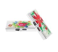 Luxshiny Travel Wallet 2 Pcs Stainless Steel Rectangular Medicine Box with Compartments Weekly Pill Organizer for Home and Outdoor Portable Metal Storage Case (Random Pattern)