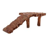 Luxshiny Turtle Basking Platform with Climbing Rockery Aquarium Decor, Medium Size Wood Post Turtle Resting Shelf for Reptile and Amphibian Tank Accessories