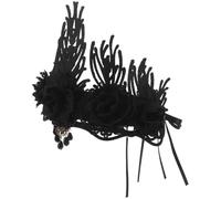 Luxshiny Vintage Baroque Style Black Cloth Halloween Costume Crown Headband with Comfortable Fit and Meticulous Handcraft for Fashion Shows and Company Annual Parties