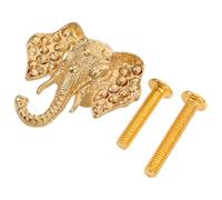 Luxshiny Vintage Elephant Cabinet Knobs with Hanging Hook Brass Animal Drawer Pulls for Cupboard Dresser Kitchen Wardrobe Easy Install Playful Elephant Head Design Single Asian Style