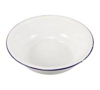 Luxshiny Vintage Enamel Foot Bath Basin, 11-Inch White Soaking Tub with Blue Rim for Pedicure & Detox, Portable Spa Bowl for Home and Salon Feet Care, Classic Wash Bucket for Soaking