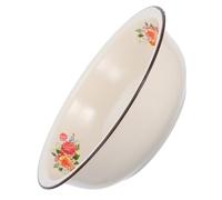 Luxshiny Vintage Enamel Mixing Bowl Large Capacity Beige Scratch-Resistant Surface Stylish Timeless Elegance Kitchen Basin for Mixing and Rinsing Fruits