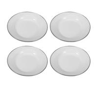 Luxshiny Vintage Enamel Plates Set of 4 7 Inch Rustic Round Food Serving Dish Thickened Reusable Plates for Home Kitchen Party Snacks Dessert