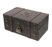 Luxshiny Vintage Keepsake Box 10.22x5.89x4.72in Wooden Storage Box with Leather Lid Metal Three-number Password Lock Multi-functional Storage Privacy and Safety for Anniversary
