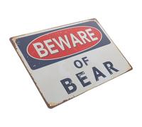 Luxshiny Vintage Retro Iron Signs Caution Signs Frameless Design Public Warning Bear Activity Outdoor Wall Decor Public Areas Home