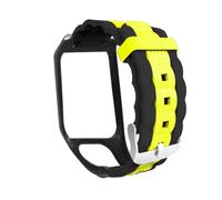 Luxshiny Watch Strap Replacement Silicone Compatible with Tomtom Runner Ergonomic Wristband Black and Yellow Suitable for Gym and Casual Wear