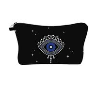 Luxshiny Water-Resistant Pattern Bag Cosmetic Cosmetics with Eye Travel Evil Lightweight Polyester Makeup Brush Case, Multi-Purpose Large Capacity for Portable Use