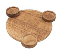 Luxshiny Wooden Pentagram Candle Holder with Altar Board for Divination Rituals, Decorative Pentacle Candlestick Ornament for Tarot Supplies and Ceremony Use