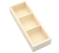 Luxshiny Wooden Storage Box with 3 Compartments Light Yellow Tea Bag Organiser with Handle, Mini Countertop Divided Storage Container for Beverage Supplies, Sugar, Sweeteners, Individual Packets