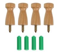 Luxshiny Wooden Wall Hooks 4Pcs Solid Peg Coat and Hat Hangers Wall-Mounted Organizer for Living Room and Bedroom