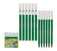 LUXSIN Single Colour Felt Tip Pens, GREEN, Fine Point, Pack of 12, Ideal for Write Draw Sketch Mark, Perfect for School Home Office Use, iZOFAX Black Ball Pen