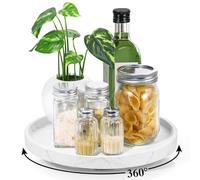 Luxspire 10.63" Resin Turntable Lazy Susan for Table Top, Gravel White