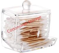 Luxspire Acrylic Cotton Bud Holder, Q-Tip cottonswab Storage Dispenser, Clear Cotton Ball Swab Holder Cotton Bud Storage Box, Cosmetics Makeup Storage Holder Box Organizer Container with Lid, Clear