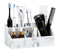 Luxspire Bathroom Counter Organizer, 5 Slots, Gravel White