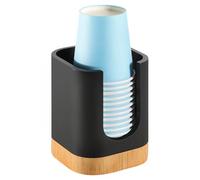 Luxspire Bathroom Cup Dispenser, Dixie Cup Holder 3-5oz, Disposable Paper Cup Holder for Bathroom, Cotton Pad Container, Guest Bathroom Essentials, Matte Black