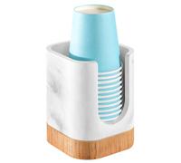 Luxspire Bathroom Cup Dispenser, Dixie Cup Holder 3-5oz, Disposable Paper Cup Holder for Bathroom, Cotton Pad Container, Guest Bathroom Essentials, Gravel White