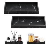 Luxspire Bathroom Vanity Tray 2 Pack 20 x 10cm, Black Marble