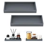 Luxspire Bathroom Vanity Tray, 7.87 x 3.94 inch Silicone Kitchen Sink Tray for Soap Dispenser, Bathroom Countertop Organizer for Perfume Soap Towel Bathroom Accessories, 2 Packs, Dark Gray