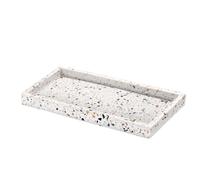 Luxspire Bathroom Vanity Tray, 8 x 4 inch Resin Kitchen Sink Tray for Soap Dispenser Bathroom Countertop Organizer Plate Holder for Perfume Soap Towel Bathroom Accessories, Mini, Terrazzo