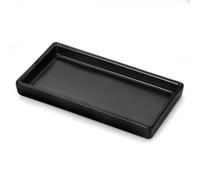 Luxspire Bathroom Vanity Tray - Mini Soap Dispenser, Small Ceramic Perfume & Jewelry Dish, Trinket & Candle Holder Rectangle Tray - Soap Dish for Bath & Kitchen Sink - Narrow Tray, Black