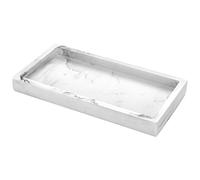 Luxspire Bathroom Vanity Tray, Resin Dresser Jewelry Ring Dish Tank Storage Kitchen Countertop Organiser Plate Holder for Perfume Candles Soap Towel Plant Bathroom Accessories, Mini, Gravel White