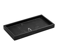 Luxspire Bathroom Vanity Tray, Resin Dresser Jewelry Ring Dish Tank Storage Kitchen Sink Countertop Organizer Plate Holder for Perfume Candles Soap Towel Plant Bathroom Accessories, Mini, Ink Black