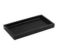 Luxspire Bathroom Vanity Tray, Resin Dresser Jewelry Ring Dish Tank Storage Kitchen Sink Countertop Organiser Plate Holder for Perfume Candles Soap Towel Plant Bathroom Accessories, Mini, Matte Black