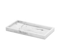 Luxspire Bathroom Vanity Tray, Resin Dresser Jewelry Ring Dish Tank Storage Kitchen Sink Countertop Organiser Plate Holder for Perfume Candles Soap Towel Plant Bathroom Accessories, Mini, White Marble