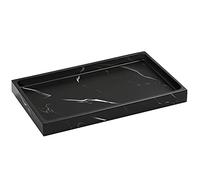 Luxspire Bathroom Vanity Tray, Resin Dresser Jewelry Ring Dish Tank Storage Kitchen Sink Countertop Organiser Plate Holder for Perfume Candles Soap Towel Plant Bathroom Accessories, M, Matte Ink Black