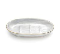 Luxspire Ceramic Soap Dish, Anti-Slip Marble Soap Dish for Bathroom, Soap Tray, Soap Holder for Shower, Kitchen, and Sink, Marble White