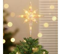 Luxspire Christmas Tree Topper, Lighted Star Tree Topper with USB Plug-in & Remote Control, 10" LED Christmas Decorations Light, Xmas Trees Vintage Ornament for Home, Bethlehem Star-Champagne Gold